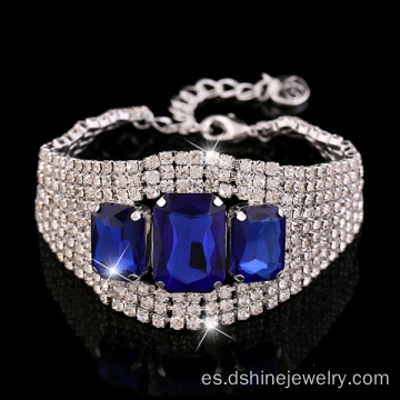 Brillante collar de cristal pulsera brazalete elástico de diamantes de imitación